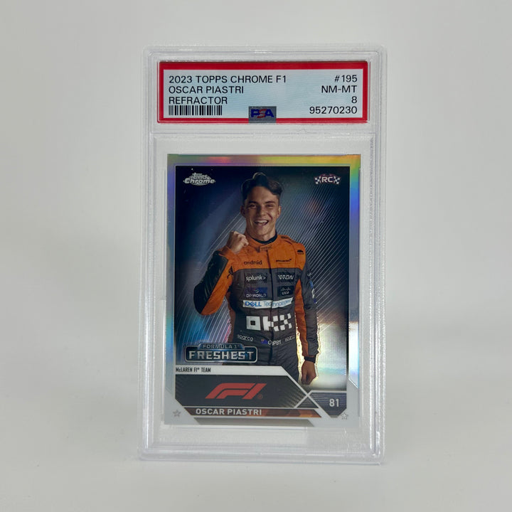 PSA 8 - Oscar Piastri #195 - Refractor - 2023 Topps Chrome F1 - Rookie Card