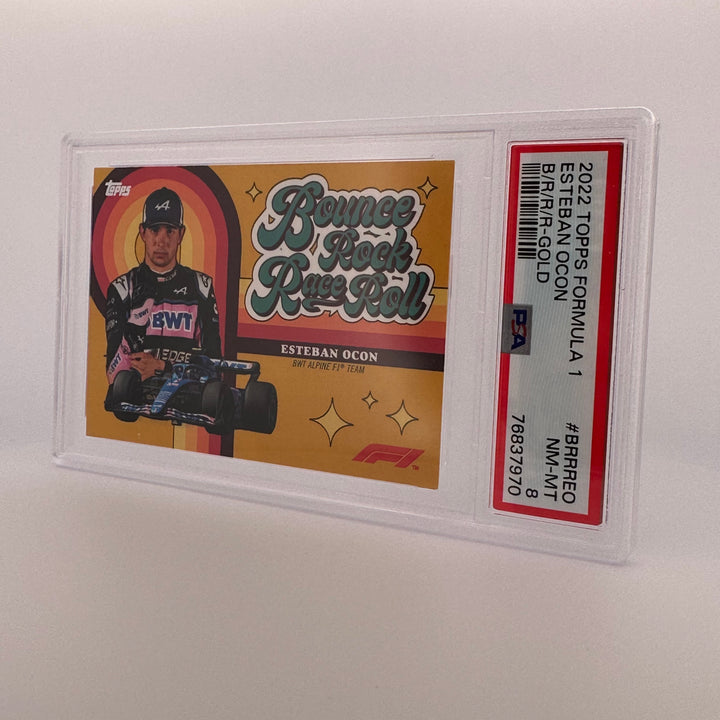 PSA 8 - 14/50 - ESTEBAN OCON #BRRREO - BOUNCE, ROCK, RACE, ROLL - GOLD