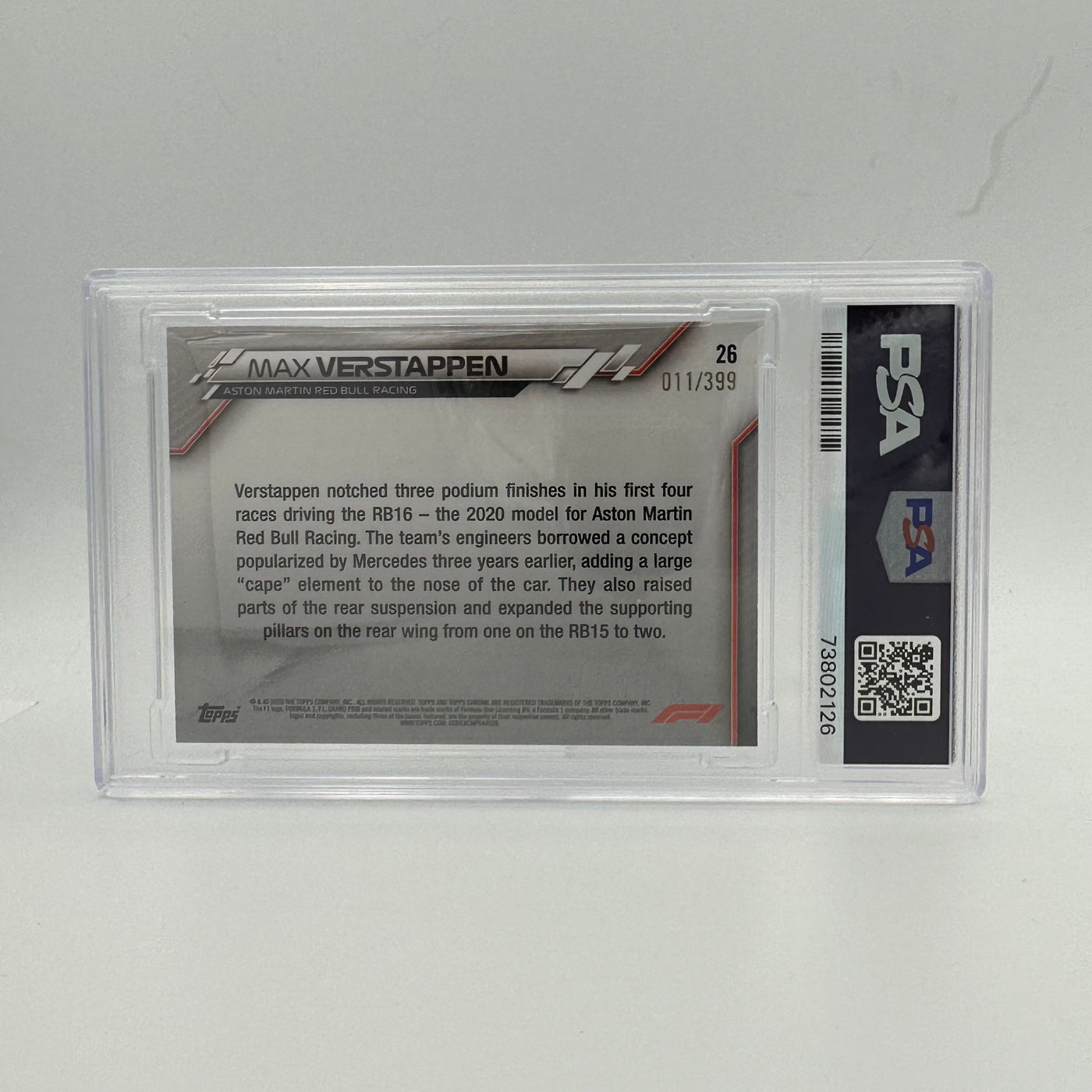PSA 8 - 11/399 MAX VERSTAPPEN #26 - Purple Refractor