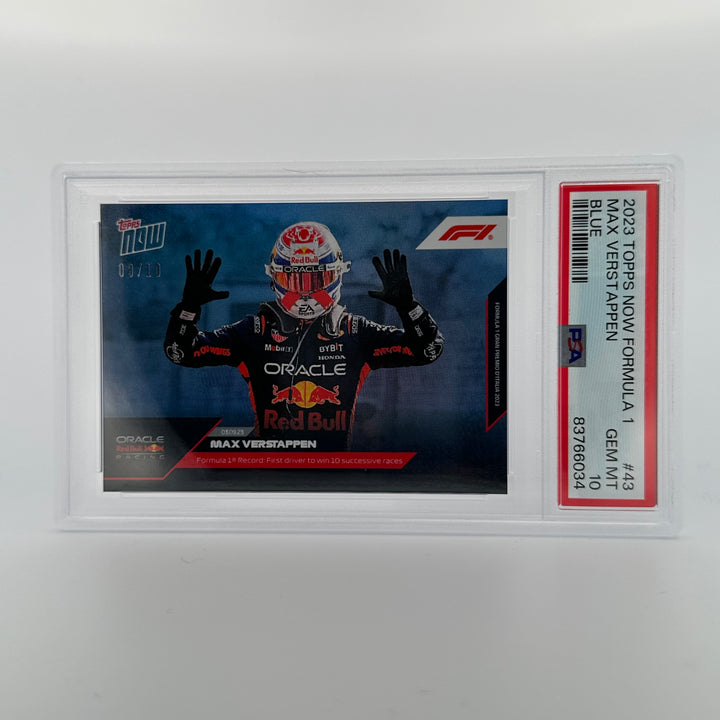 PSA 10 - 08/10 Max Verstappen #43 - Blue - 2023 Topps Now F1