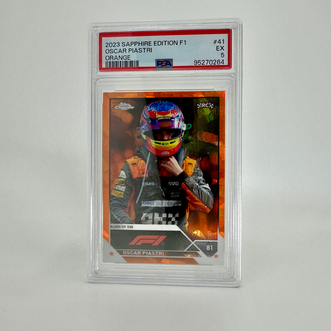 PSA 5 - 12/25 Orange - Oscar Piastri #41 - Sapphire Edition - 2023 Topps Chrome F1 - Rookie Card