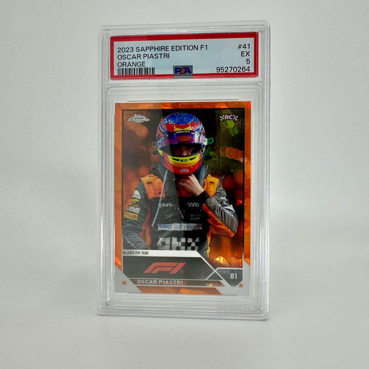 PSA 5 - 12/25 Orange - Oscar Piastri #41 - Sapphire Edition - 2023 Topps Chrome F1 - Rookie Card