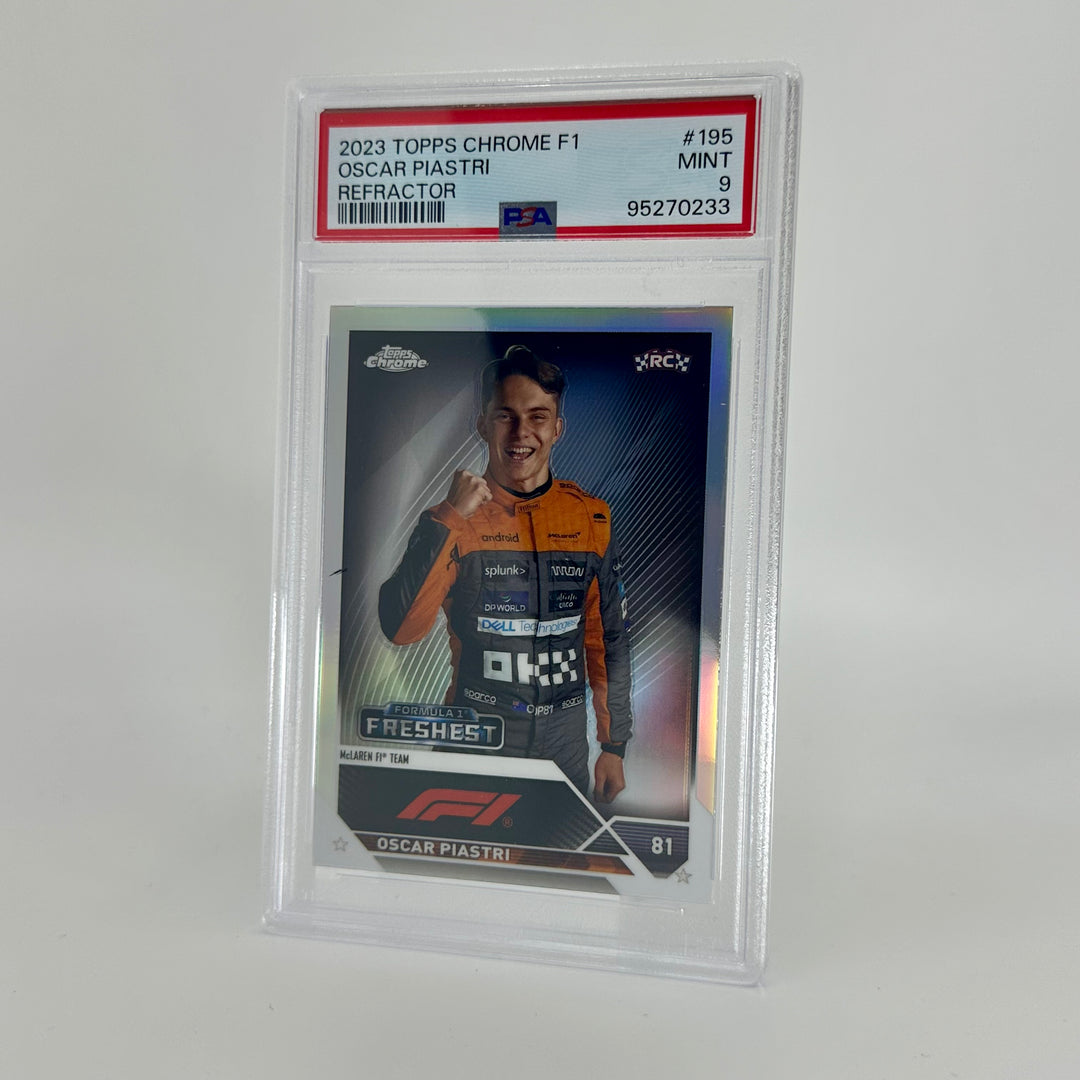 PSA 9 - Oscar Piastri #195 - Refractor - 2023 Topps Chrome F1 - Rookie Card