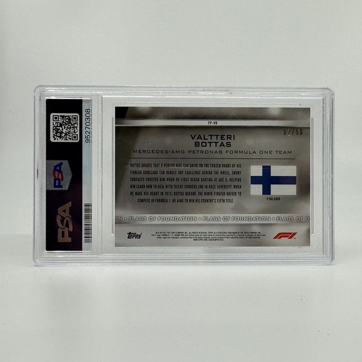 PSA 8 - 02/50 - Valtteri Bottas #FF-VB - Flags Of Foundation - Gold