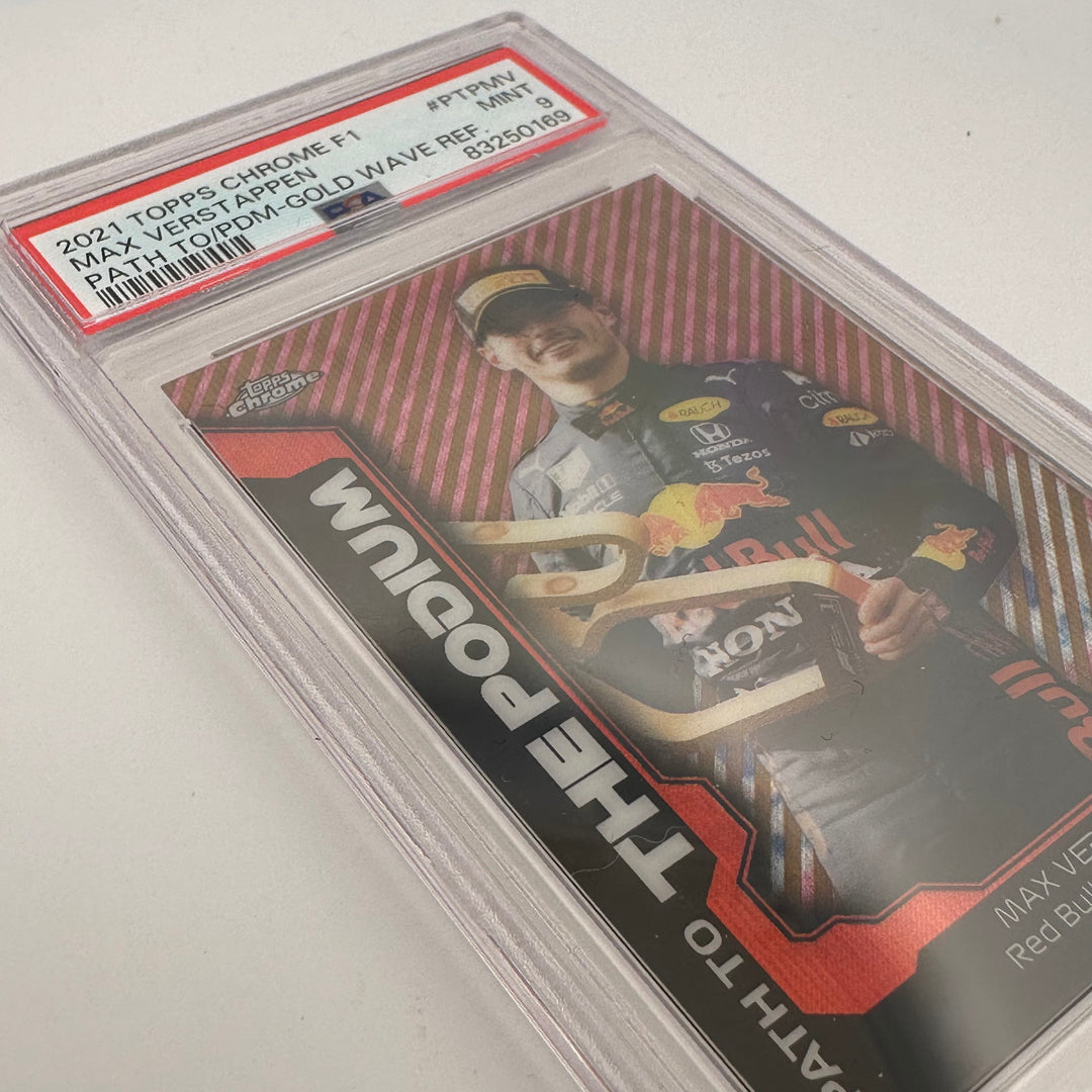 PSA 9 - 10/50 - Max Verstappen #PTPMV - Path To The Podium - Gold Wave Refractor