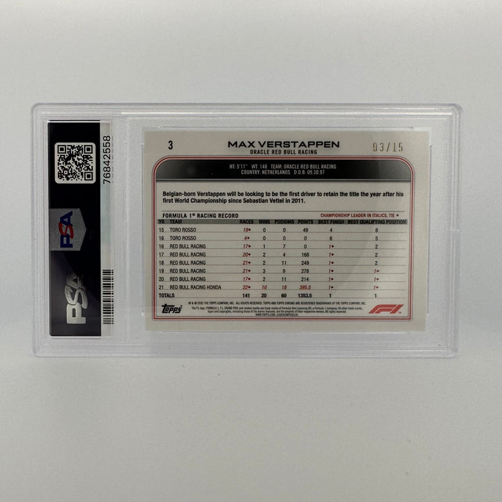 PSA 9 - /15 - Max Verstappen #3 - Sapphire Edition - Black & White