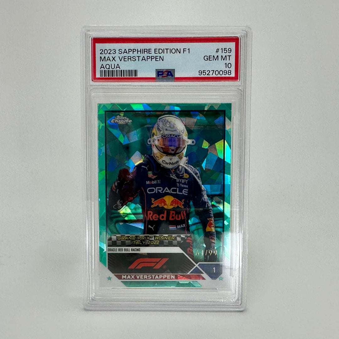 PSA 10 - 61/99 Max Verstappen #159 - Sapphire - Aqua - 2023 Topps Chrome