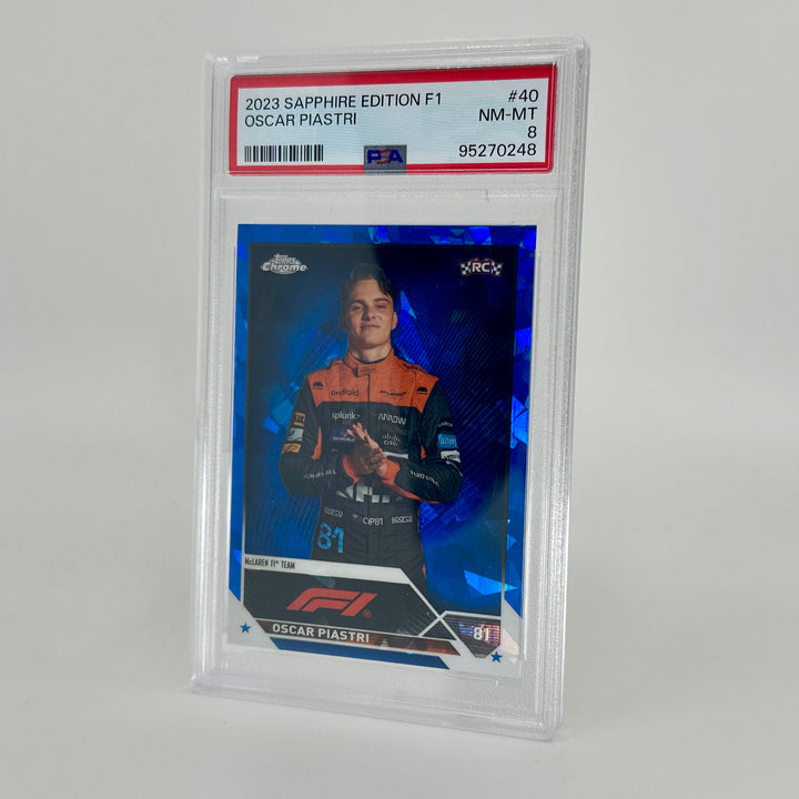 PSA 8 - Oscar Piastri #40 - Sapphire - 2023 Topps Chrome F1  - Rookie Card