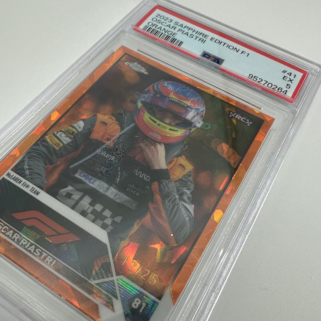 PSA 5 - 12/25 Orange - Oscar Piastri #41 - Sapphire Edition - 2023 Topps Chrome F1 - Rookie Card