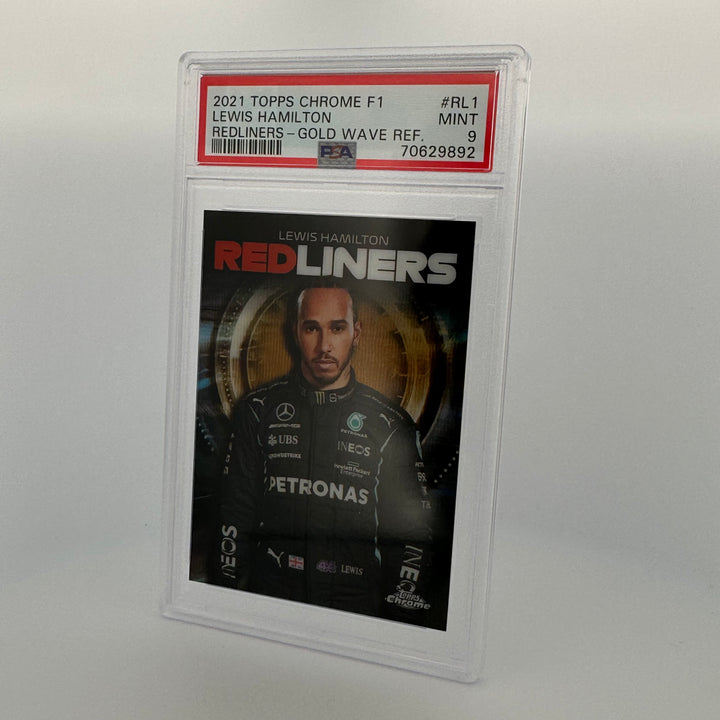 PSA 9 - 43/50 - LEWIS HAMILTON #RL1 - REDLINERS - GOLD WAVE REFRACTOR