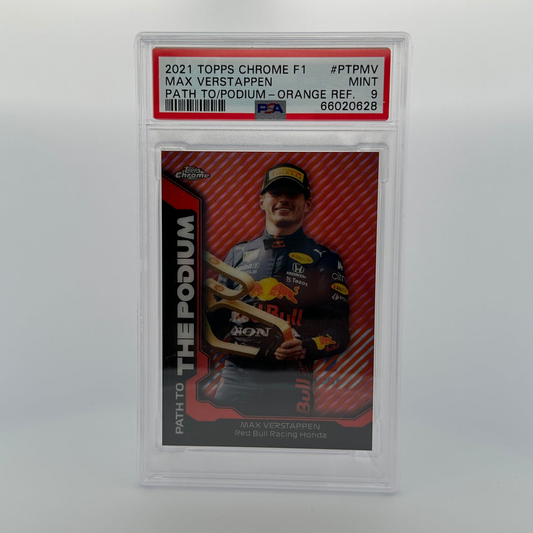 PSA 9 - 07/25 - MAX VERSTAPPEN #PTPMV - PATH TO THE PODIUM - ORANGE REFRACTOR