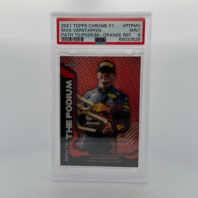 PSA 9 - 07/25 - MAX VERSTAPPEN #PTPMV - PATH TO THE PODIUM - ORANGE REFRACTOR