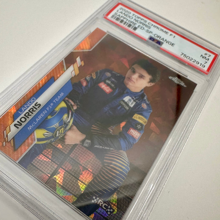 PSA 7 - 05/25 Lando Norris #7 - Sapphire Edition SP Orange - 2020 Chrome F1