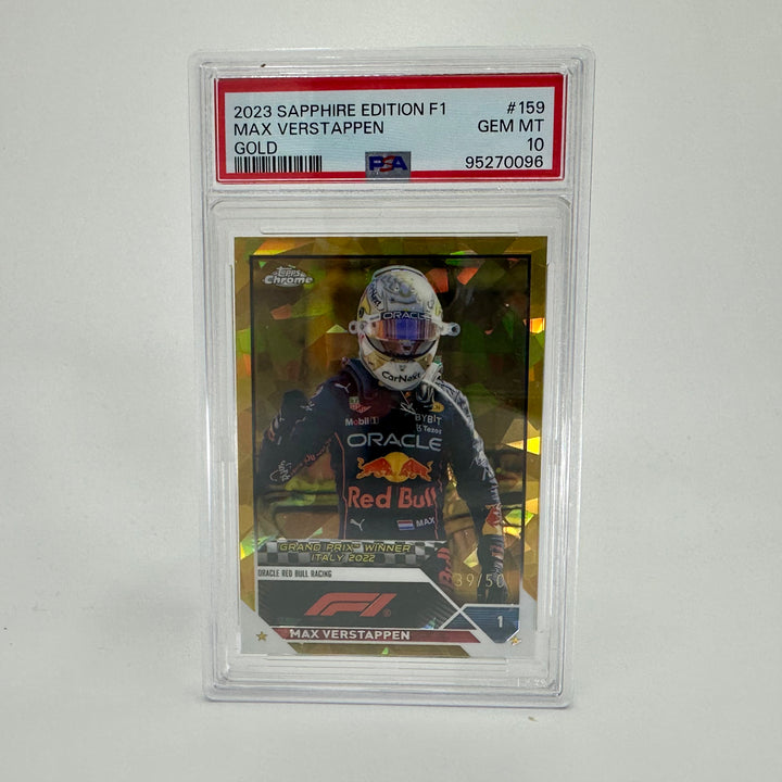 PSA 10 - 39/50 Max Verstappen #159 - Sapphire - Gold - 2023 Topps Chrome