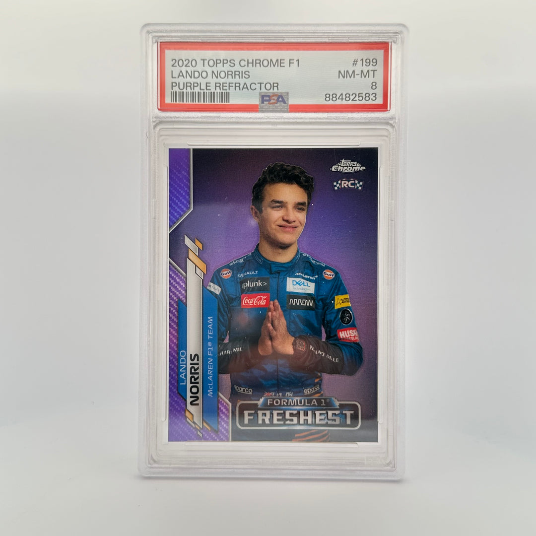 PSA 8 - 352/399 Lando Norris #199 - Purple Refractor - Rookie Card