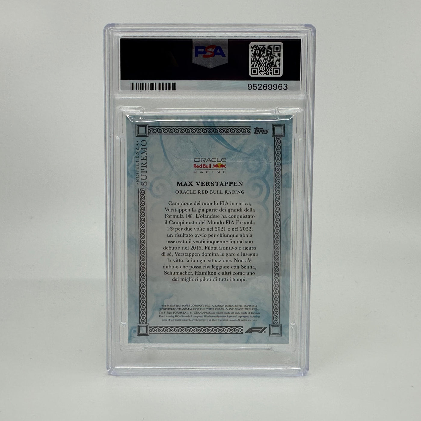 PSA 8 - 12/49 - Max Verstappen - Blue - 2023 Eccellenza Supremo