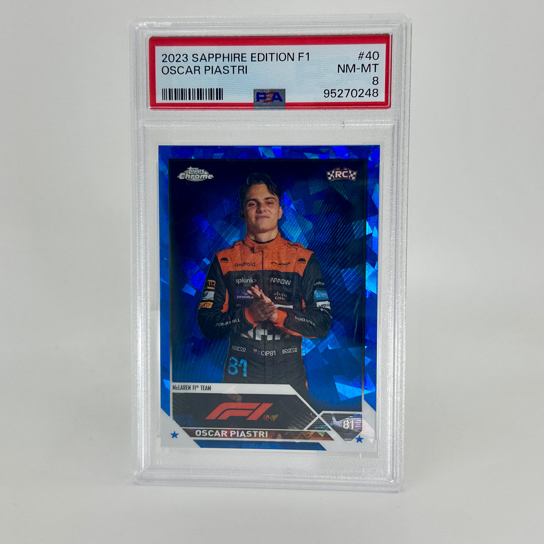 PSA 8 - Oscar Piastri #40 - Sapphire - 2023 Topps Chrome F1  - Rookie Card
