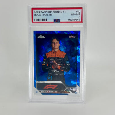 PSA 8 - Oscar Piastri #40 - Sapphire - 2023 Topps Chrome F1  - Rookie Card