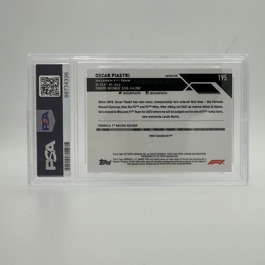 PSA 10 - Oscar Piastri #195 - Refractor - 2023 Topps Chrome - Rookie Card