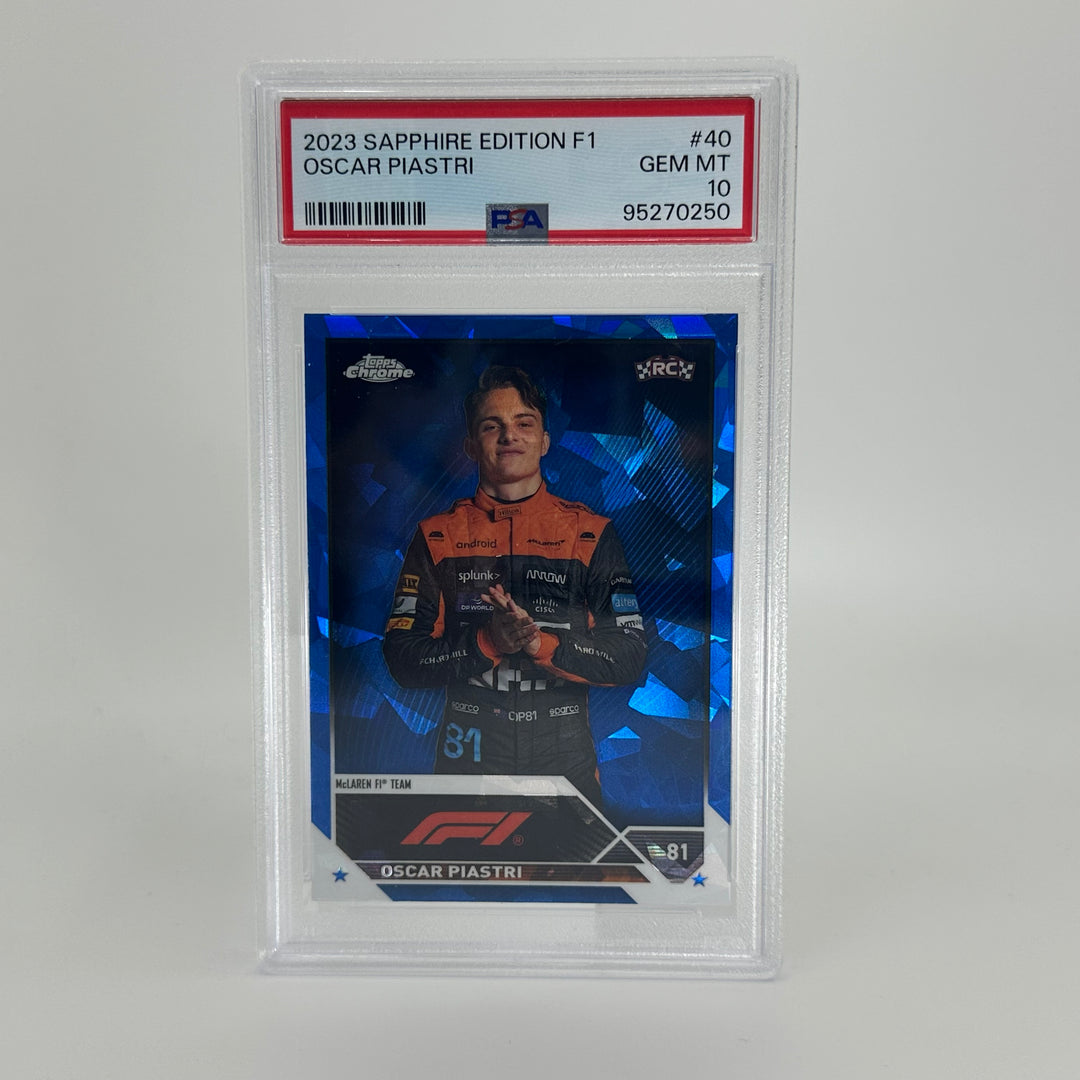 PSA 10 - Oscar Piastri #40 - Sapphire - 2023 Topps Chrome F1  - Rookie Card