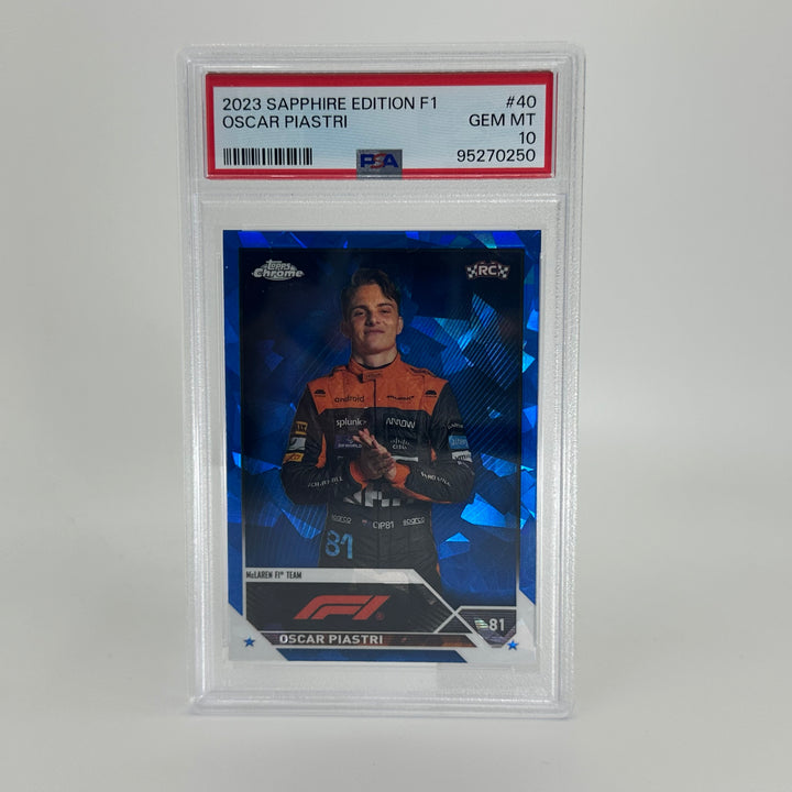 PSA 10 - Oscar Piastri #40 - Sapphire - 2023 Topps Chrome F1  - Rookie Card