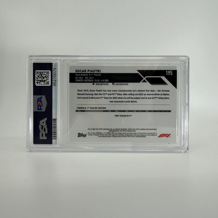 PSA 10 - 84/99 Oscar Piastri #195 - Aqua - Sapphire Edition - 2023 Topps Chrome F1 - Rookie Card