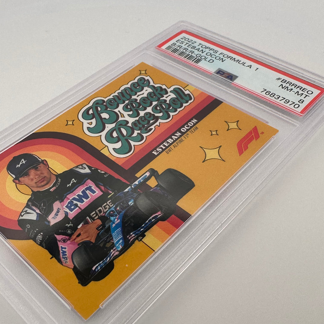 PSA 8 - 14/50 - ESTEBAN OCON #BRRREO - BOUNCE, ROCK, RACE, ROLL - GOLD