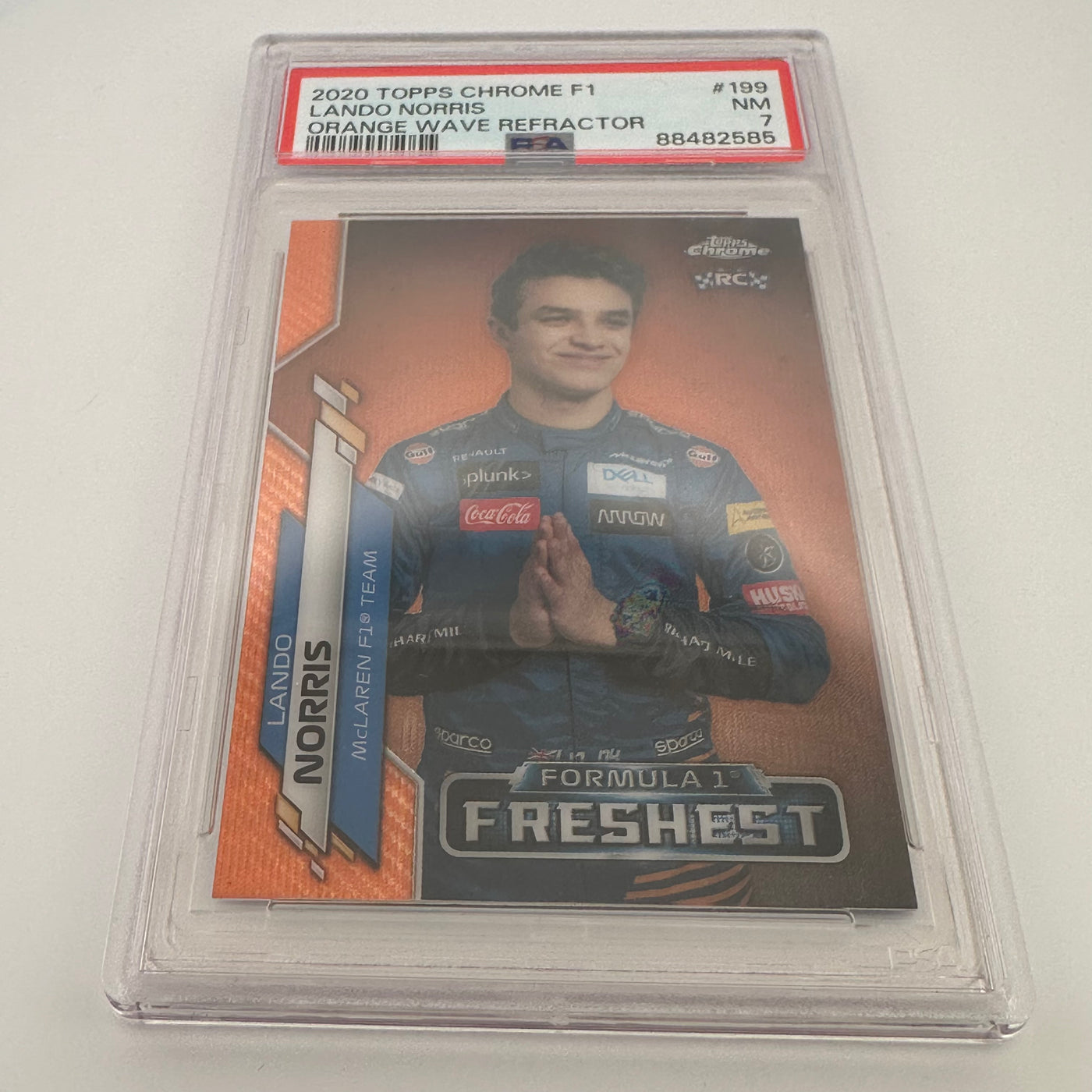 PSA 7 - 01/25 Lando Norris #199 - Orange Wave  Refractor - Rookie Card