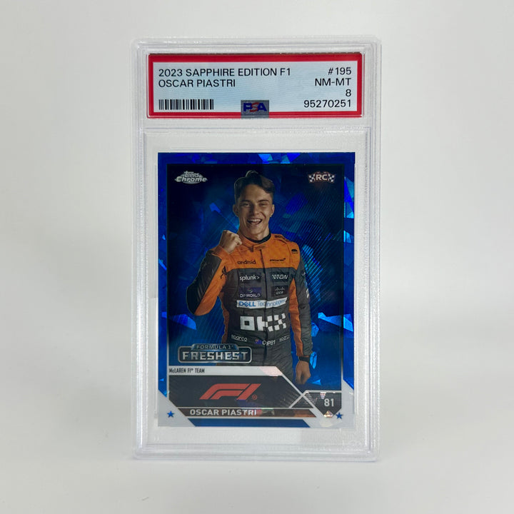 PSA 8 - Oscar Piastri #195 - Sapphire Edition - 2023 Topps Chrome F1 - Rookie Card