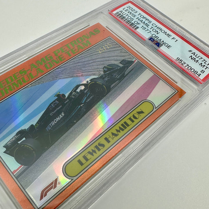 PSA 8 - 25/25 Lewis Hamilton #AU77-LH - Orange - 2023 Topps Chrome