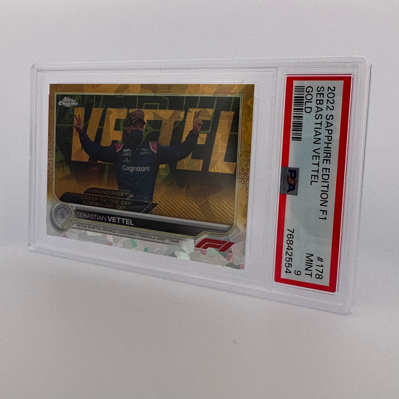 PSA 9 - 21/50 - SEBASTIAN VETTEL #178 - SAPPHIRE EDITION - GOLD