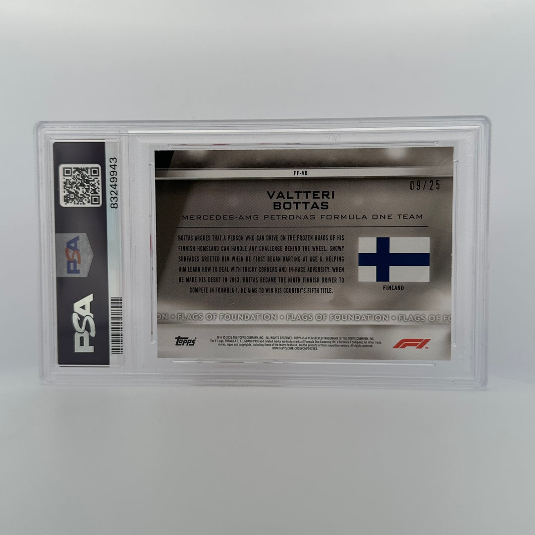 PSA 8 - 09/25 Valtteri Bottas #FF-VB - Flags Of Foundation - Orange