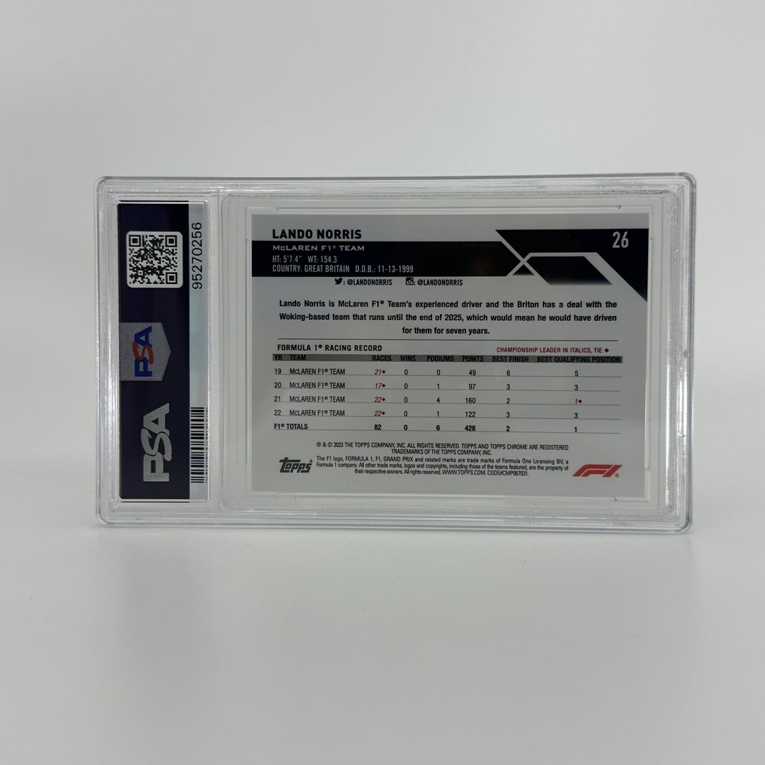 PSA 8 - 12/15 Lando Norris #26 - Black & White - 2023 Topps Chrome Sapphire