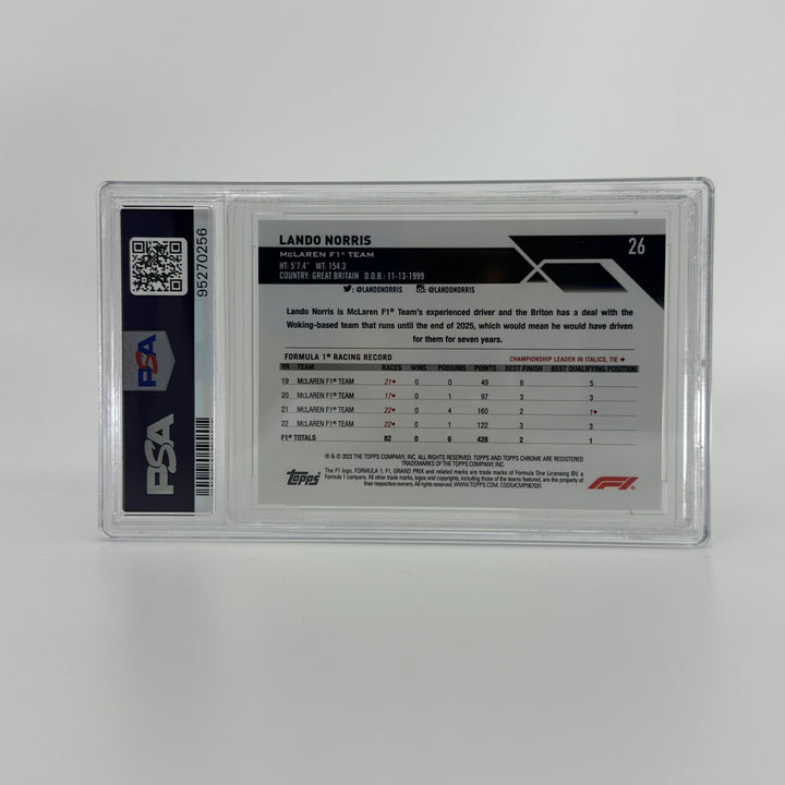 PSA 8 - 12/15 Lando Norris #26 - Black & White - 2023 Topps Chrome Sapphire