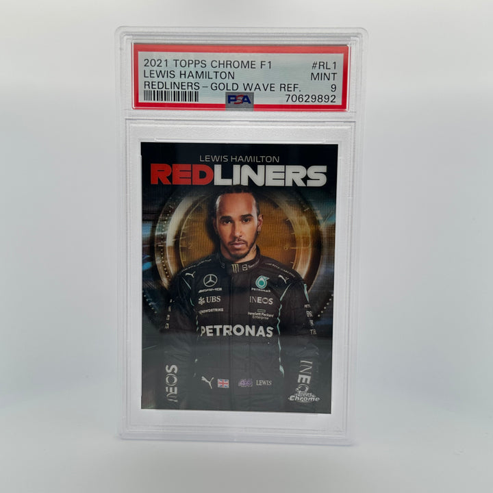 PSA 9 - 43/50 - LEWIS HAMILTON #RL1 - REDLINERS - GOLD WAVE REFRACTOR
