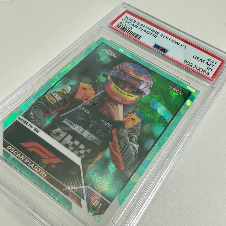 PSA 10 - 36/99 Oscar Piastri #41 - Aqua - Sapphire Edition - 2023 Topps Chrome F1 - Rookie Card