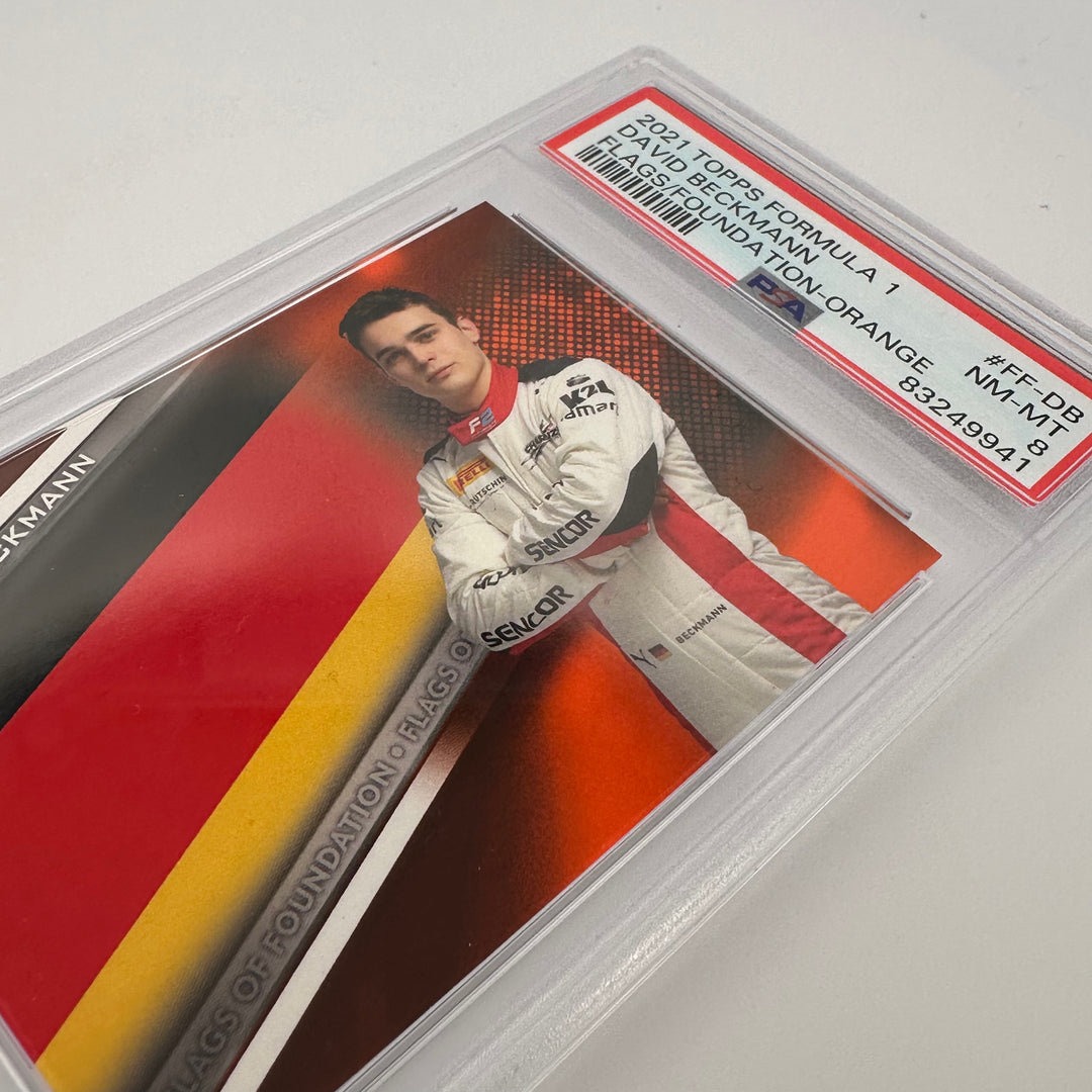 PSA 8 - 05/25 David Beckmann #FF-DB - Flags Of Foundation - Orange