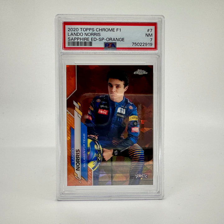 PSA 7 - 05/25 Lando Norris #7 - Sapphire Edition SP Orange - 2020 Chrome F1