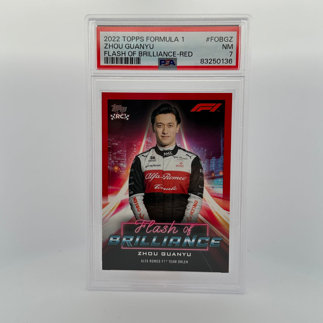 PSA 7 - 5/5 - Zhou Guanyu #FOBZG - Flash Of Brilliance - Red