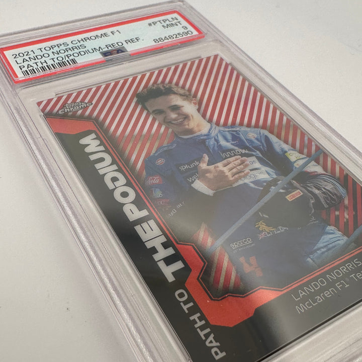 PSA 9 - 2/5 Lando Norris #PTPLN - Red Refractor - 2021 Topps Chrome