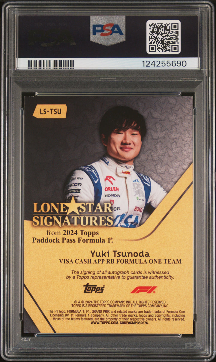 PSA 8 - 2/5 Yuki Tsunoda #LS-TSU - Lone Star Signatures - 2024 Topps Paddock Pass F1 - Rainbow