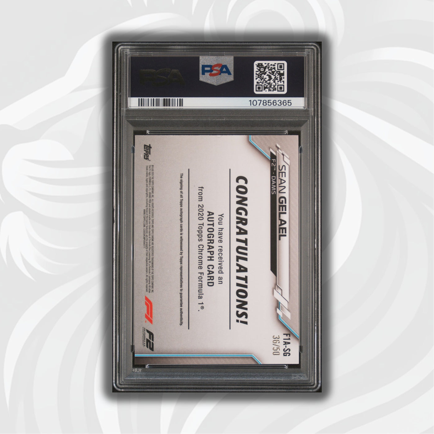PSA 8 - 36/50 Auto - Sean Gelael #F1A-SG - Topps Chrome 2020 - Gold Wave (POP1)