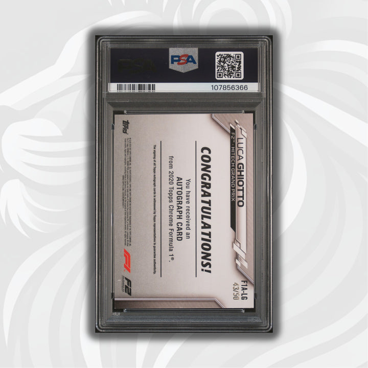PSA 8 - 43/50 Auto - Luca Ghiotto #F1A-LG - Topps Chrome 2020 - Gold Wave (POP3)