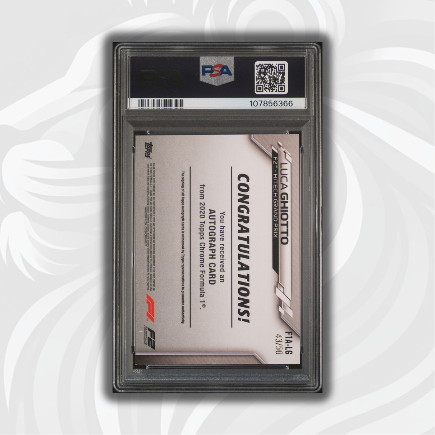 PSA 8 - 43/50 Auto - Luca Ghiotto #F1A-LG - Topps Chrome 2020 - Gold Wave (POP3)