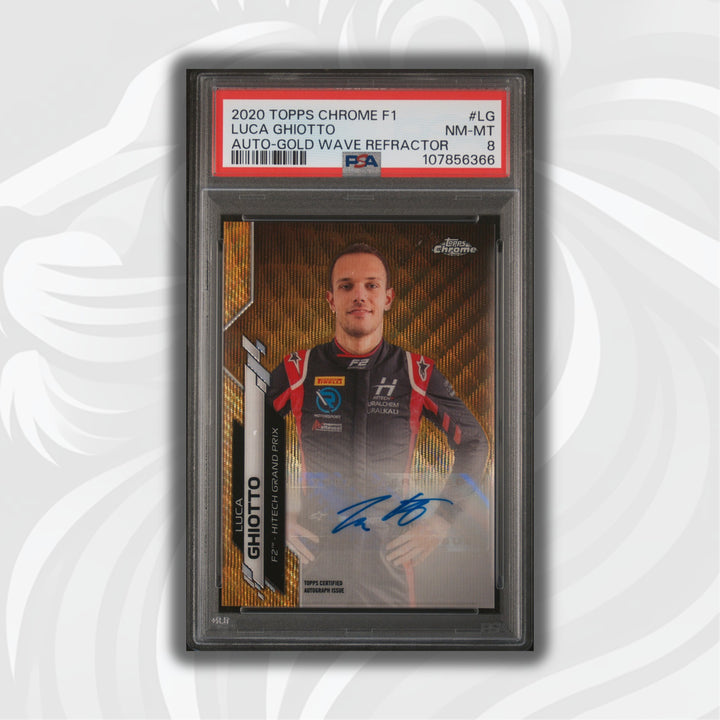 PSA 8 - 43/50 Auto - Luca Ghiotto #F1A-LG - Topps Chrome 2020 - Gold Wave (POP3)