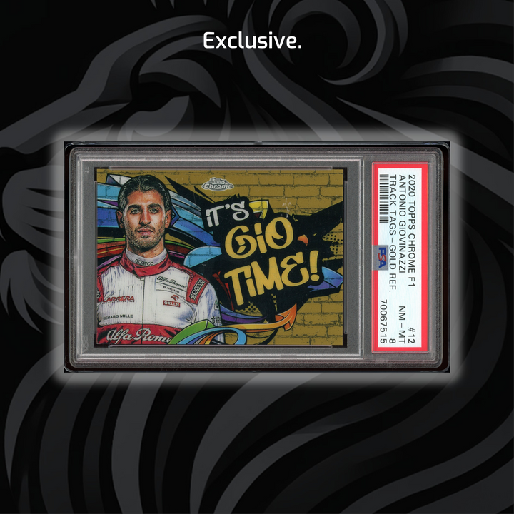 PSA 8 - 28/50 - Antonio Giovinazzi #12 - Track Tags - 2020 Topps Chrome F1 - Gold