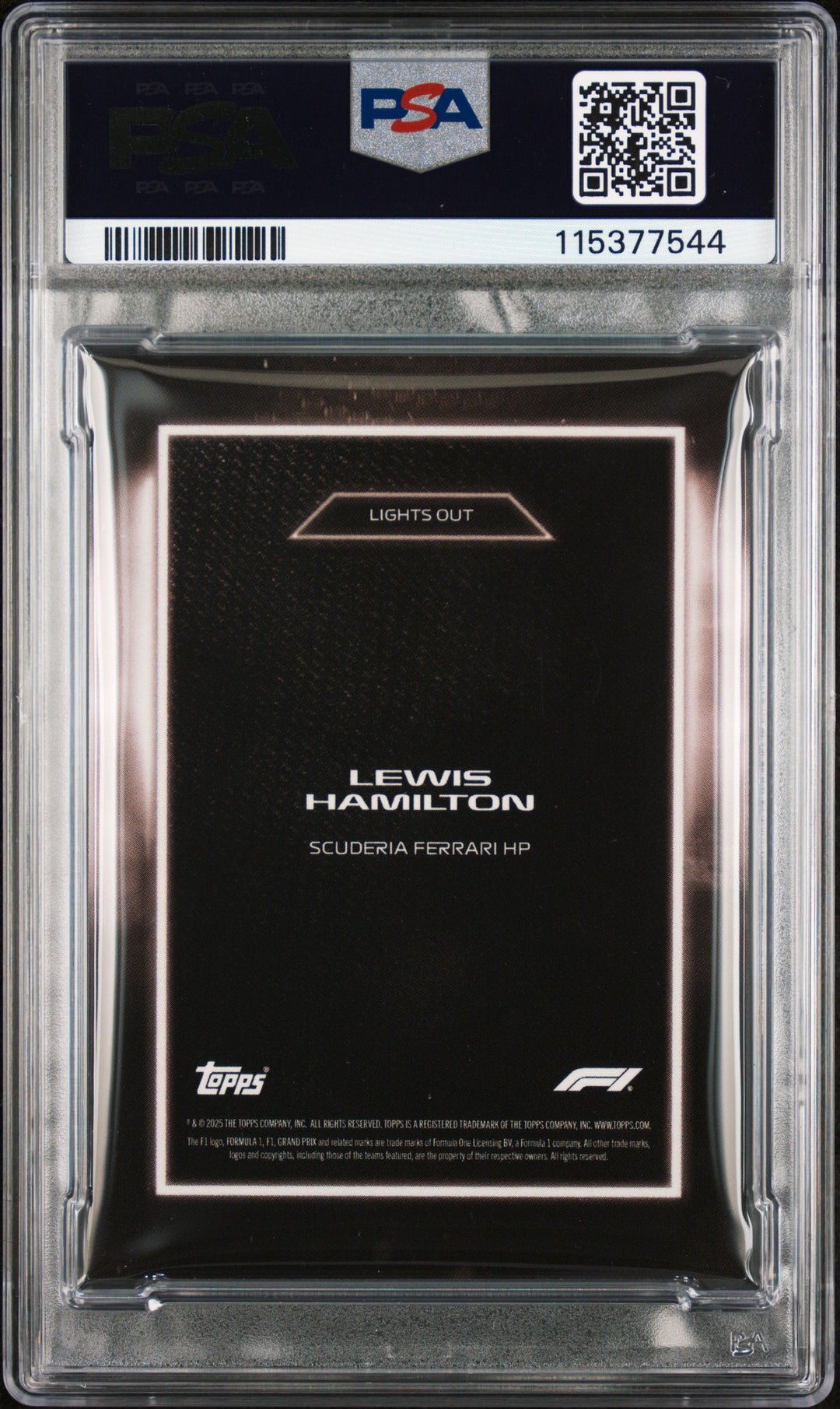 PSA 9 - 02/10 Black POP1 - Lewis Hamilton - 2025 Topps Lights Out - 75th Anniversary
