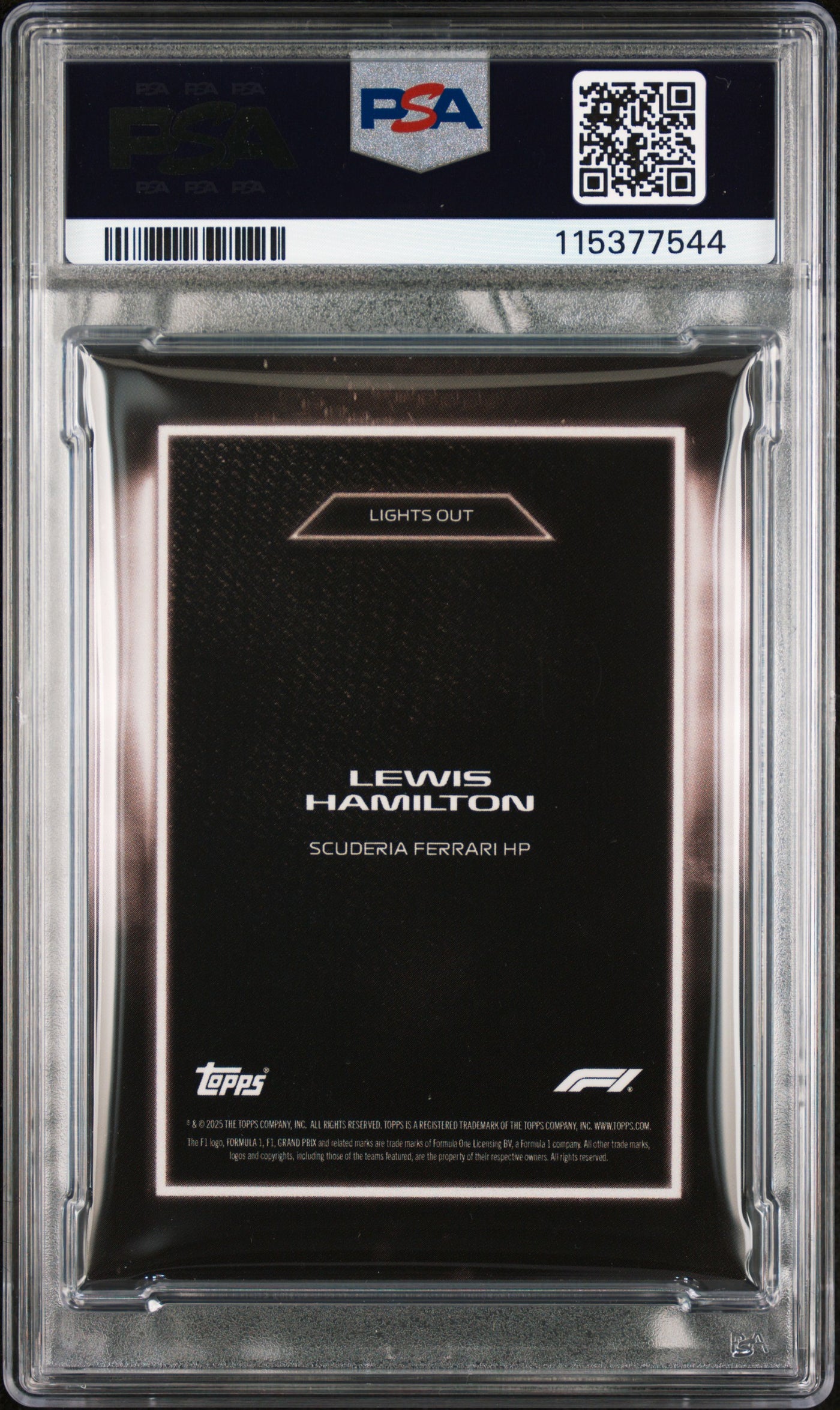 2/10 Black POP1 - Lewis Hamilton - 2025 Topps Lights Out - 75th Anniversary