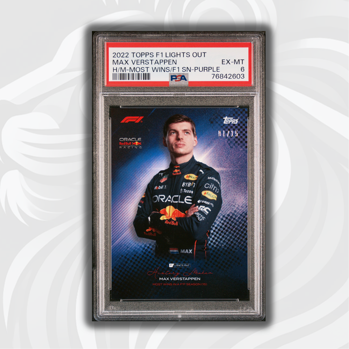 PSA 6 - 01/15 Max Verstappen - History Maker - Most Wins In A F1 Season - Purple