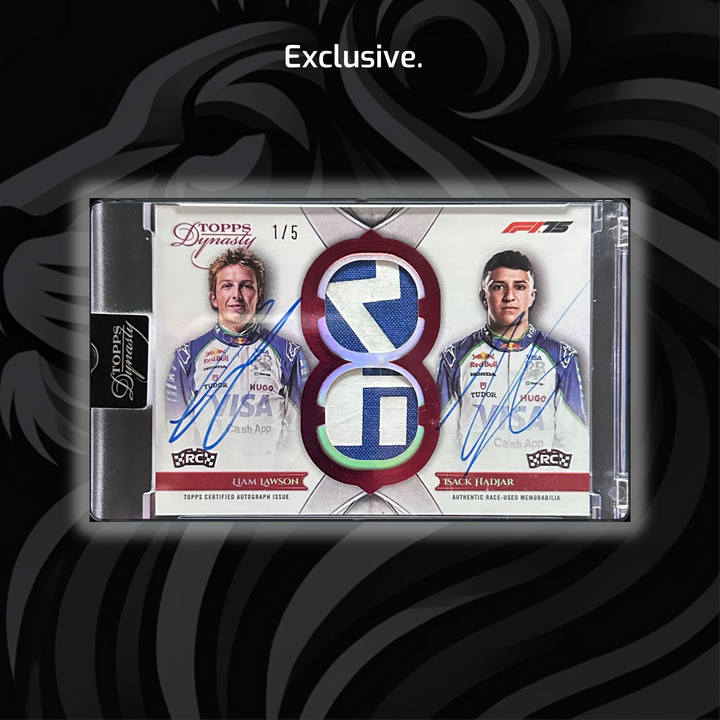 1/5 Liam Lawson & Isack Hadjar #CDRA-VCARB - 2025 Topps Dynasty F1 - Dual Relic Auto RC